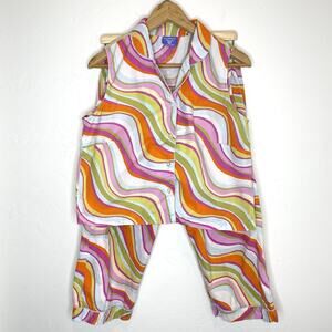 Pine Cone Hill Pajama Set Womens XS Multicolor Swirl Sleeveless Sleeveless